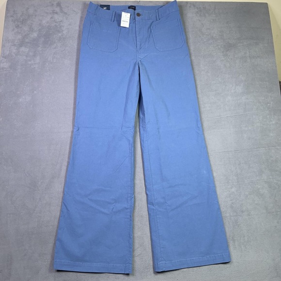 J. Crew Factory Pants - J.Crew Lizzie Pant 31T Tall Blue Wide Leg Cotton Linen Patch Pocket BW804 NEW